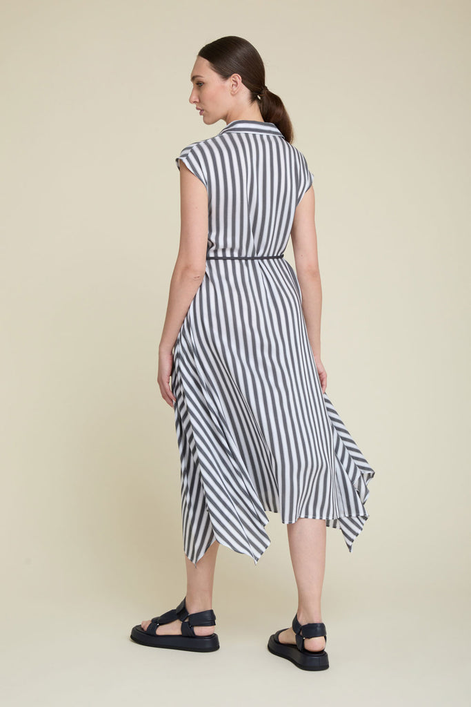 Shirtdress in exquisite striped silk voile  