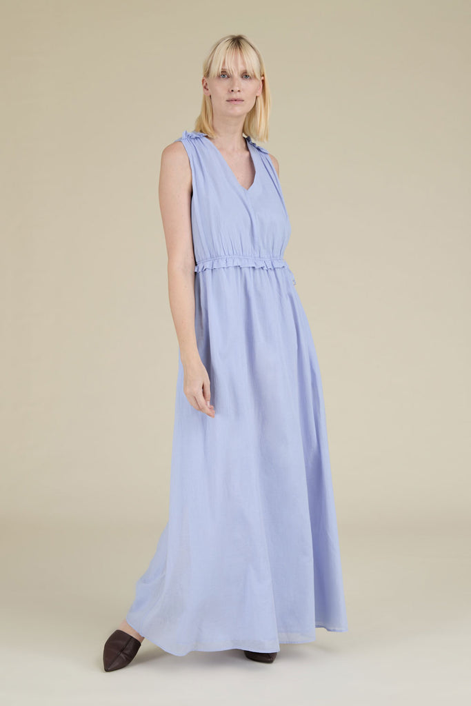 Airy gathered dress in light cotton gauze  