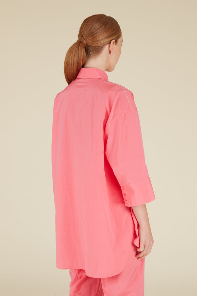 Wide shirt with 3/4 sleeves in light Vela cotton poplin  