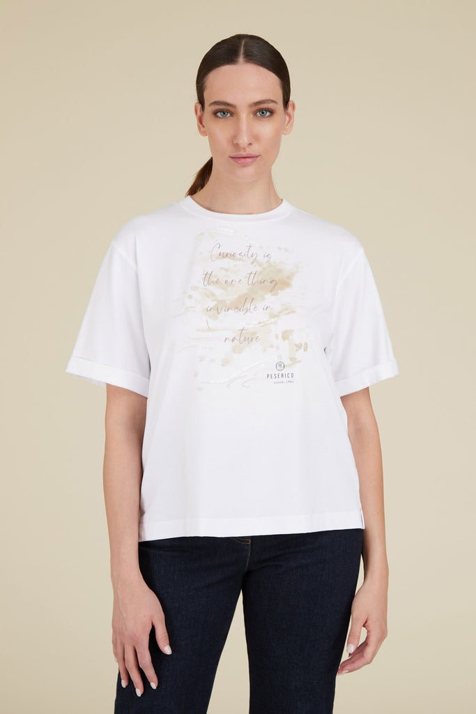 T-shirt with Watery Landscapes print in soft  Microdream cotton jersey  