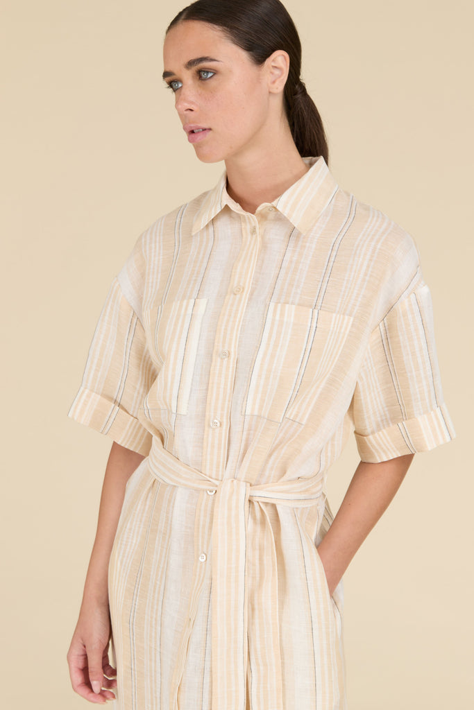 Dress in light striped linen  