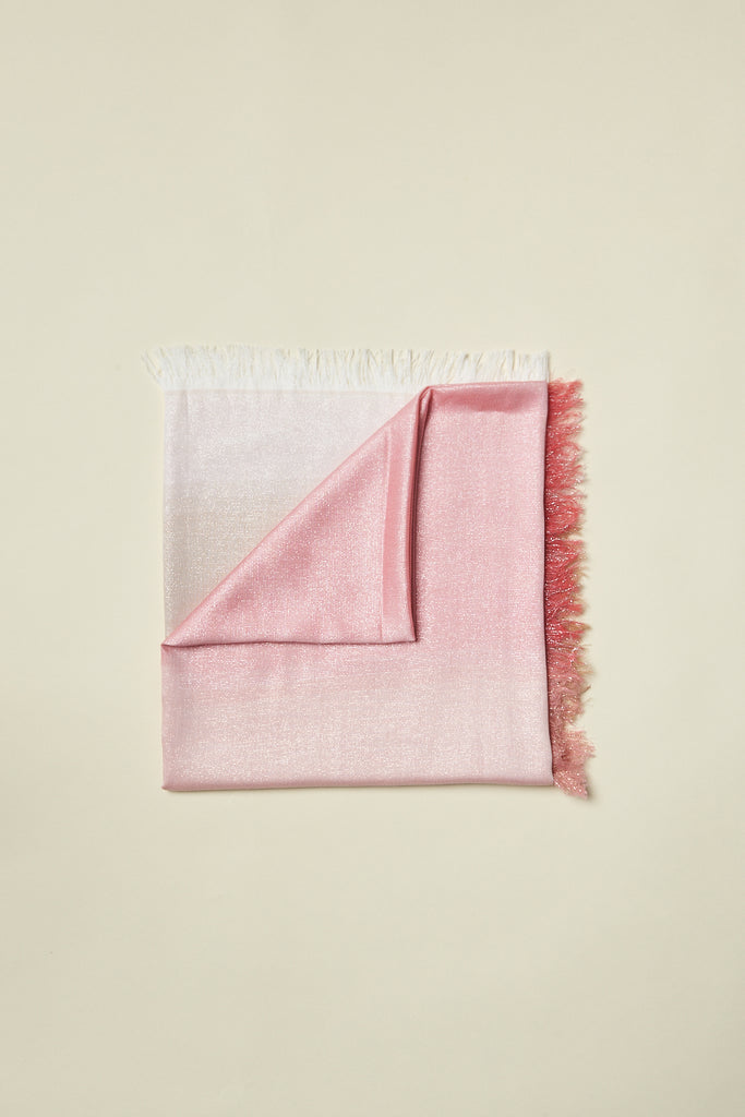 Fringed carrŠ scarf with gradually shaded design in soft modal and cotton  
