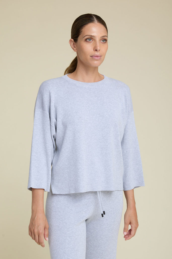 Loose cropped sweater in pure Egyptian cotton  